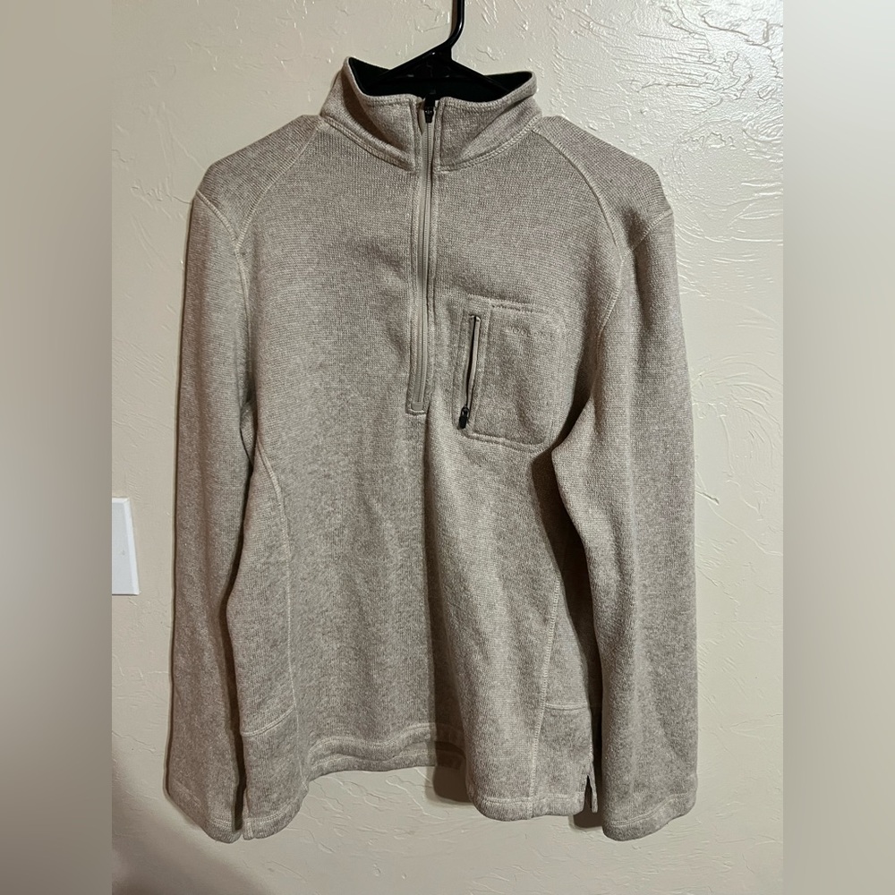 Woolrich‎ Pullover 1/4 Zip Sweater Jacket Men's Medium M Beige Tan - Picture 2 of 8